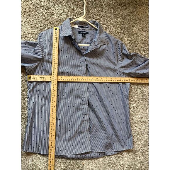 Lands End Women’s Blue Striped Collared Button Up Long Sleeve Blouse Size Petite - Picture 8 of 8